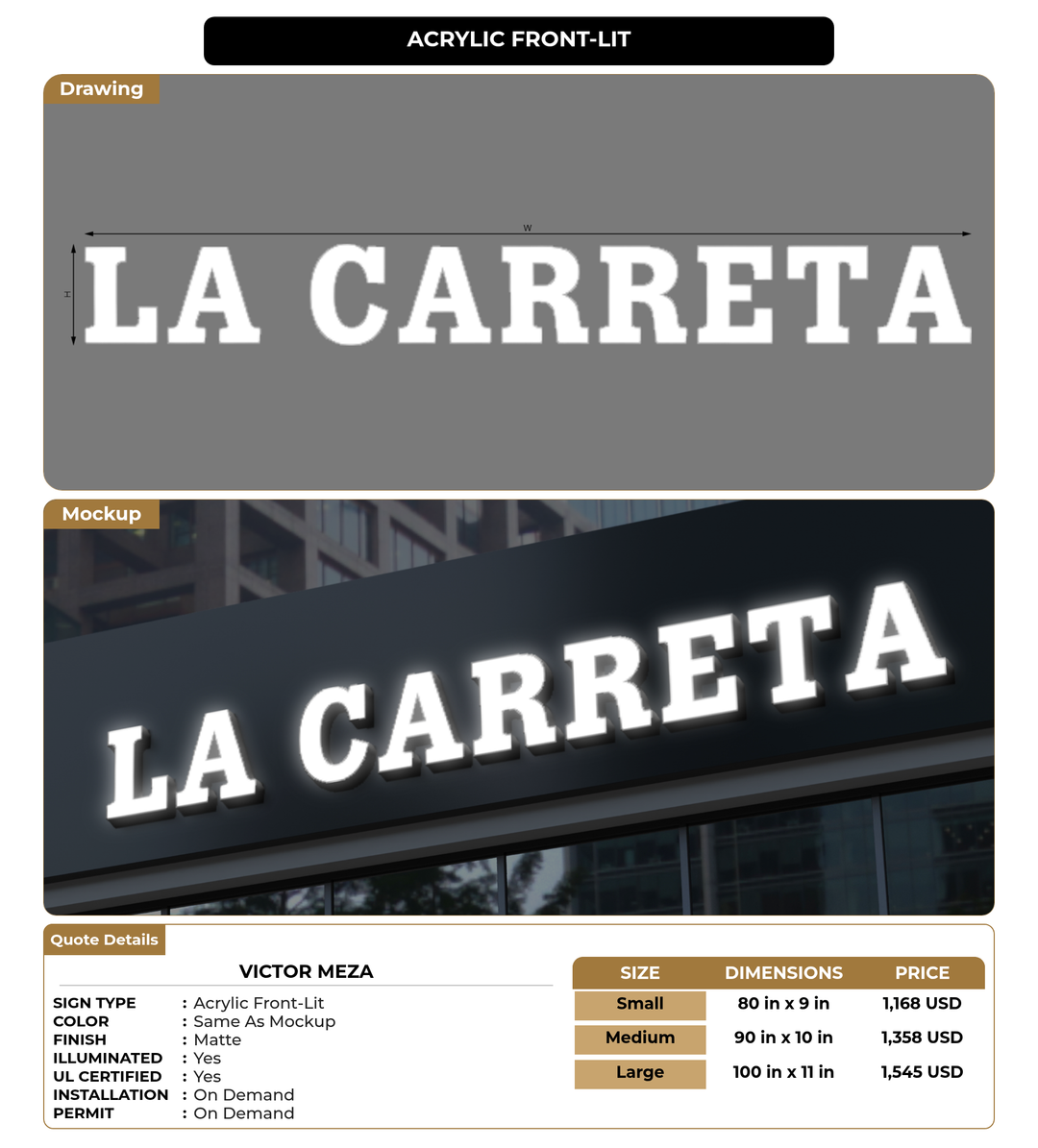 CUSTOM MOCKUP SIGN FOR Victor Meza