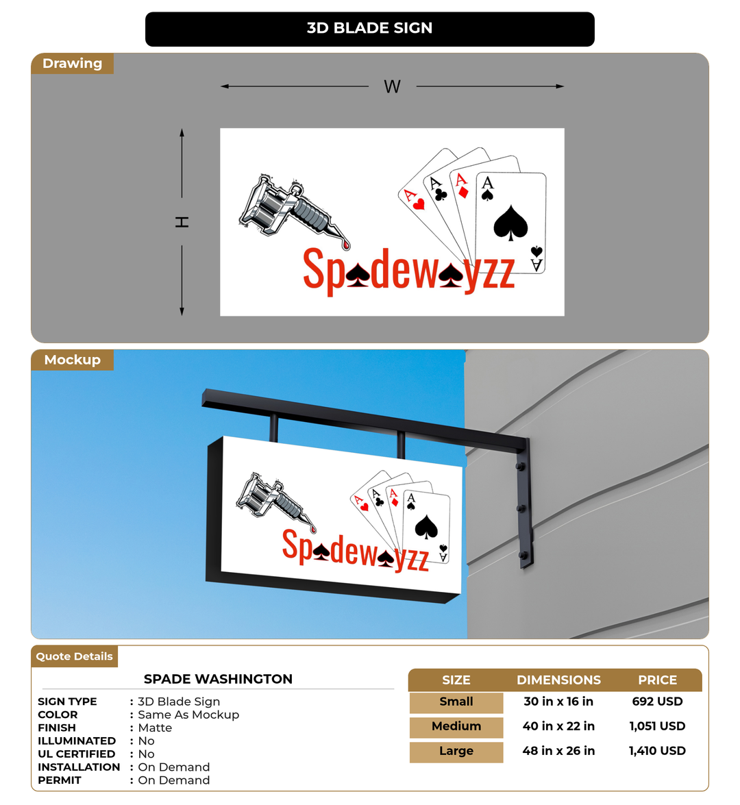 CUSTOM MOCKUP SIGN FOR Spade Washington