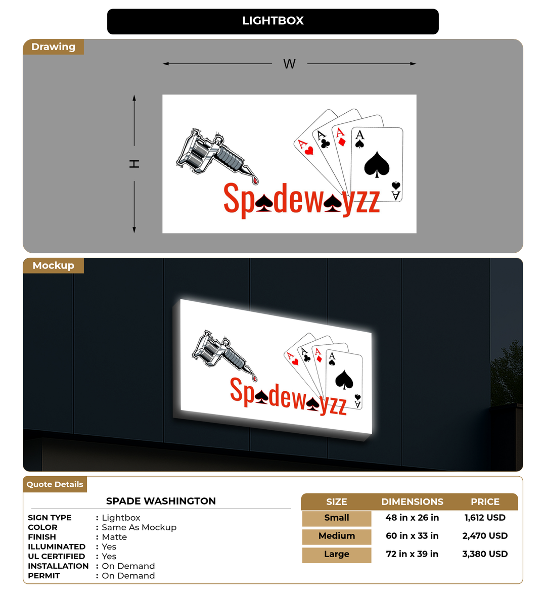 CUSTOM MOCKUP SIGN FOR Spade Washington