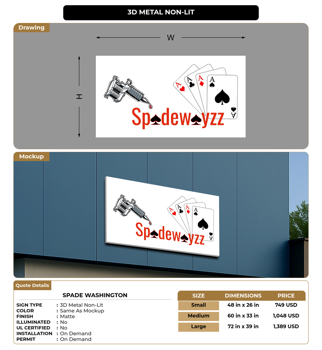 CUSTOM MOCKUP SIGN FOR Spade Washington