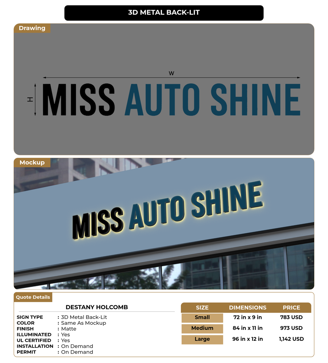 CUSTOM MOCKUP SIGN FOR Destany Holcomb