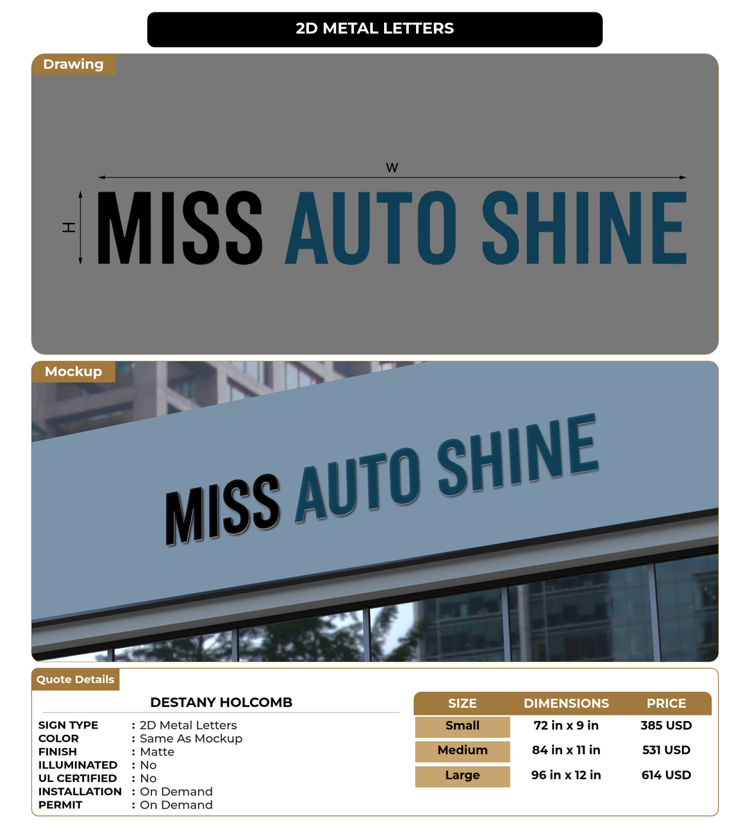 CUSTOM MOCKUP SIGN FOR Destany Holcomb