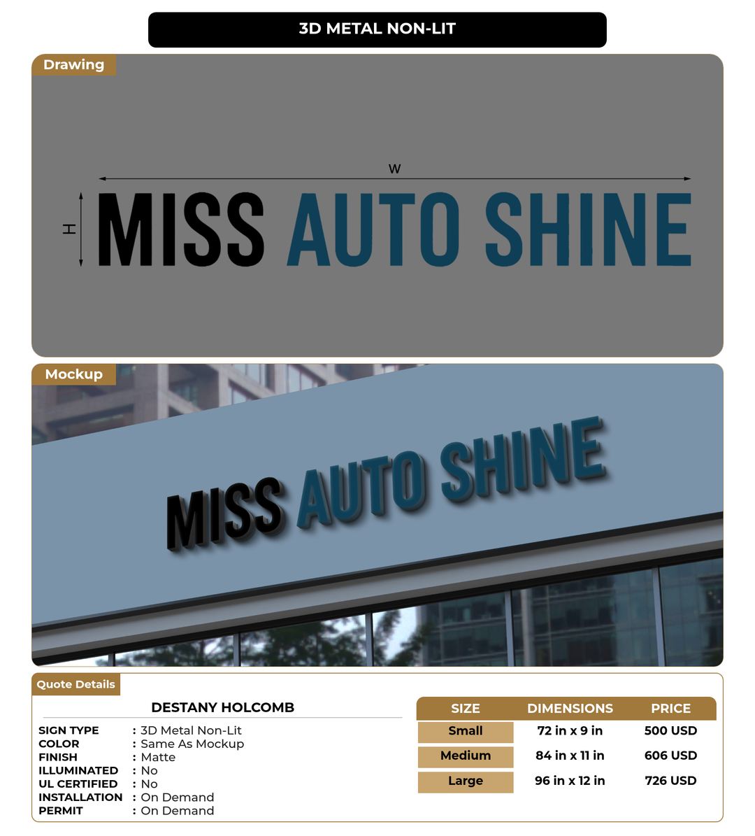 CUSTOM MOCKUP SIGN FOR Destany Holcomb