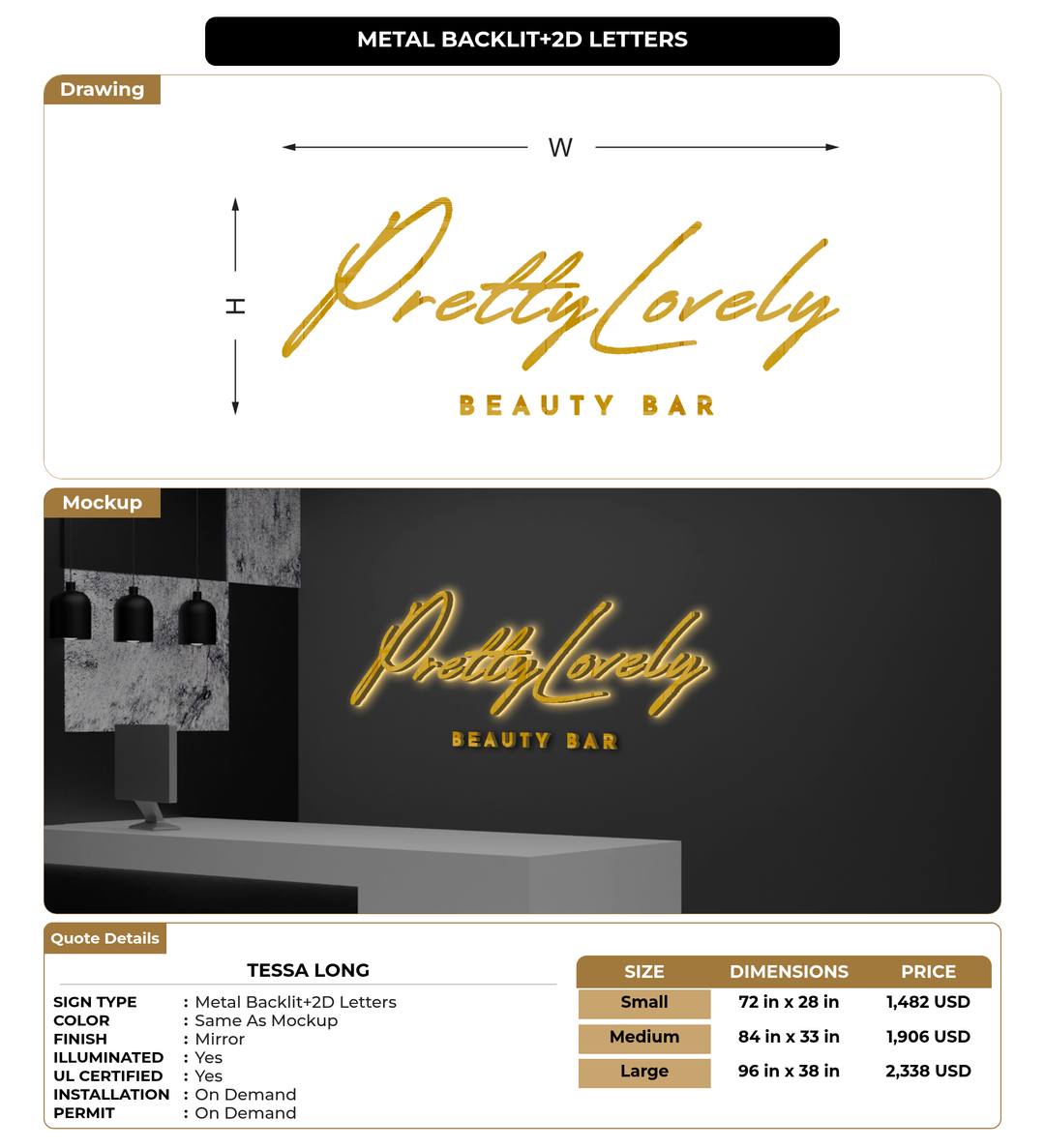 CUSTOM MOCKUP SIGN FOR Tessa long