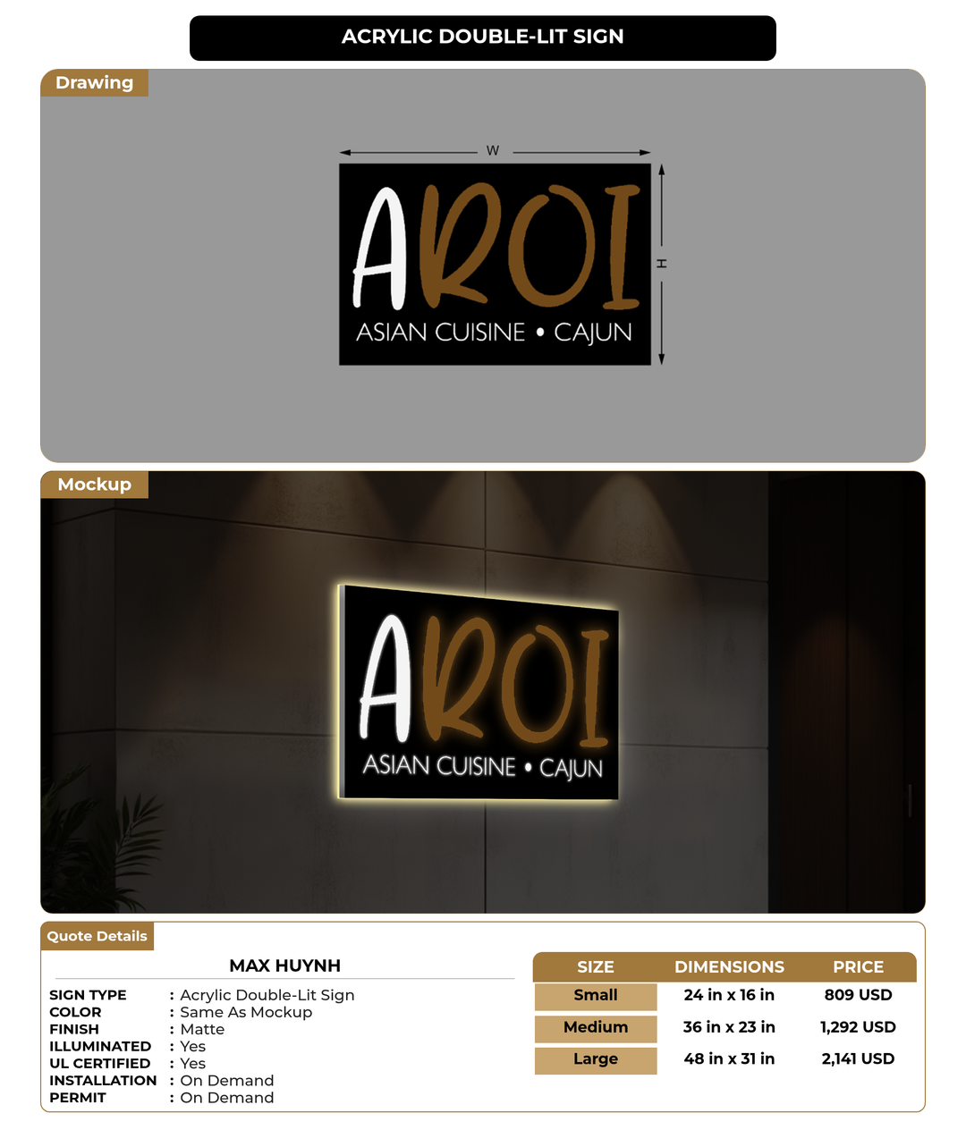 CUSTOM MOCKUP SIGN FOR Max huynh