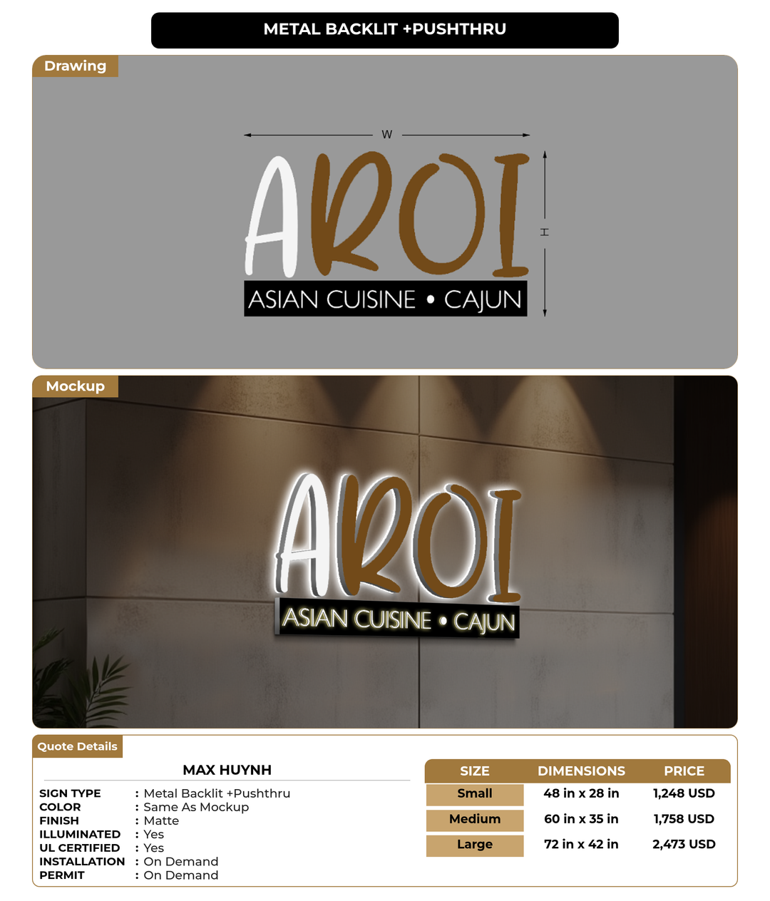 CUSTOM MOCKUP SIGN FOR Max huynh