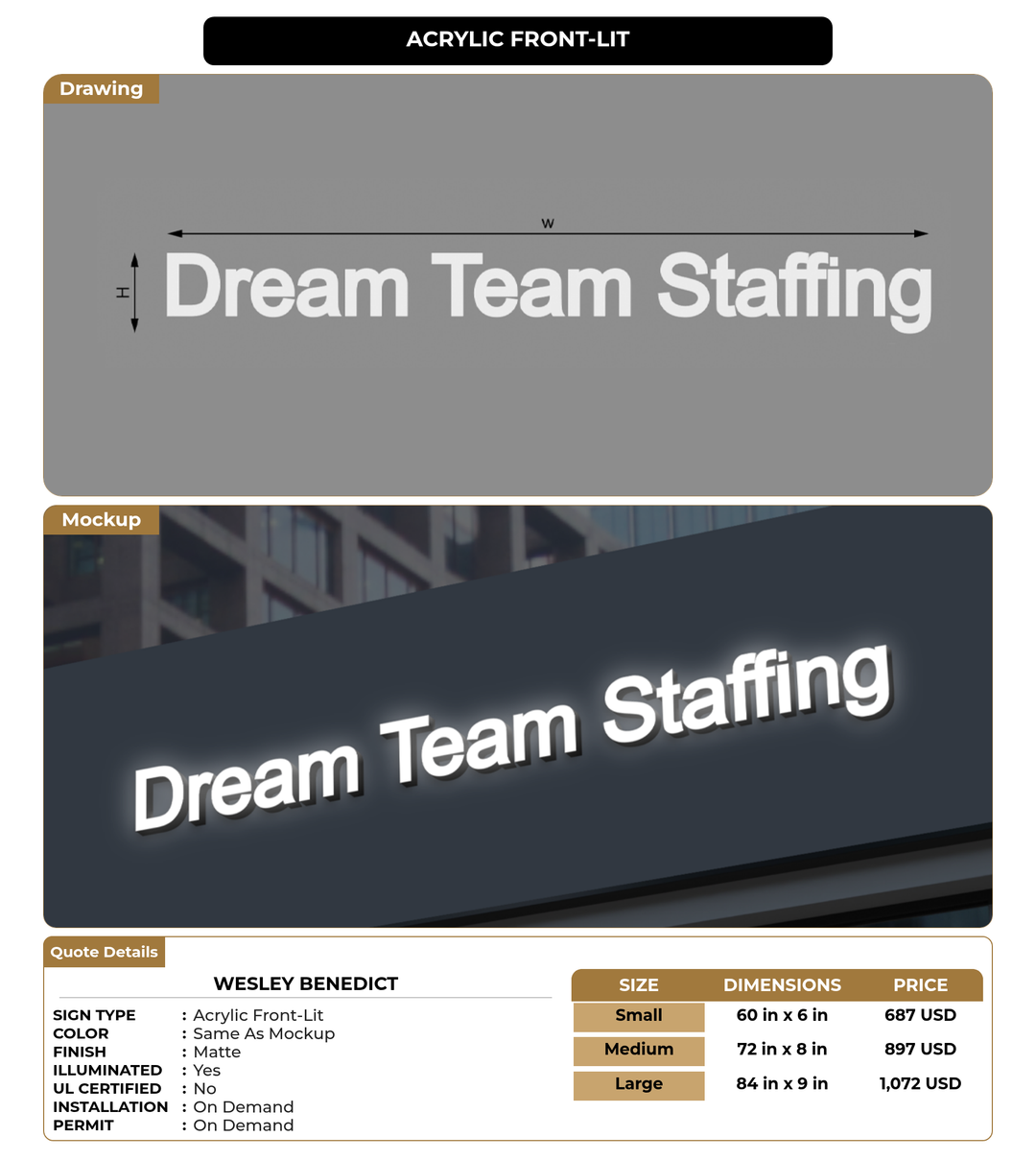 CUSTOM MOCKUP SIGN FOR Wesley Benedict