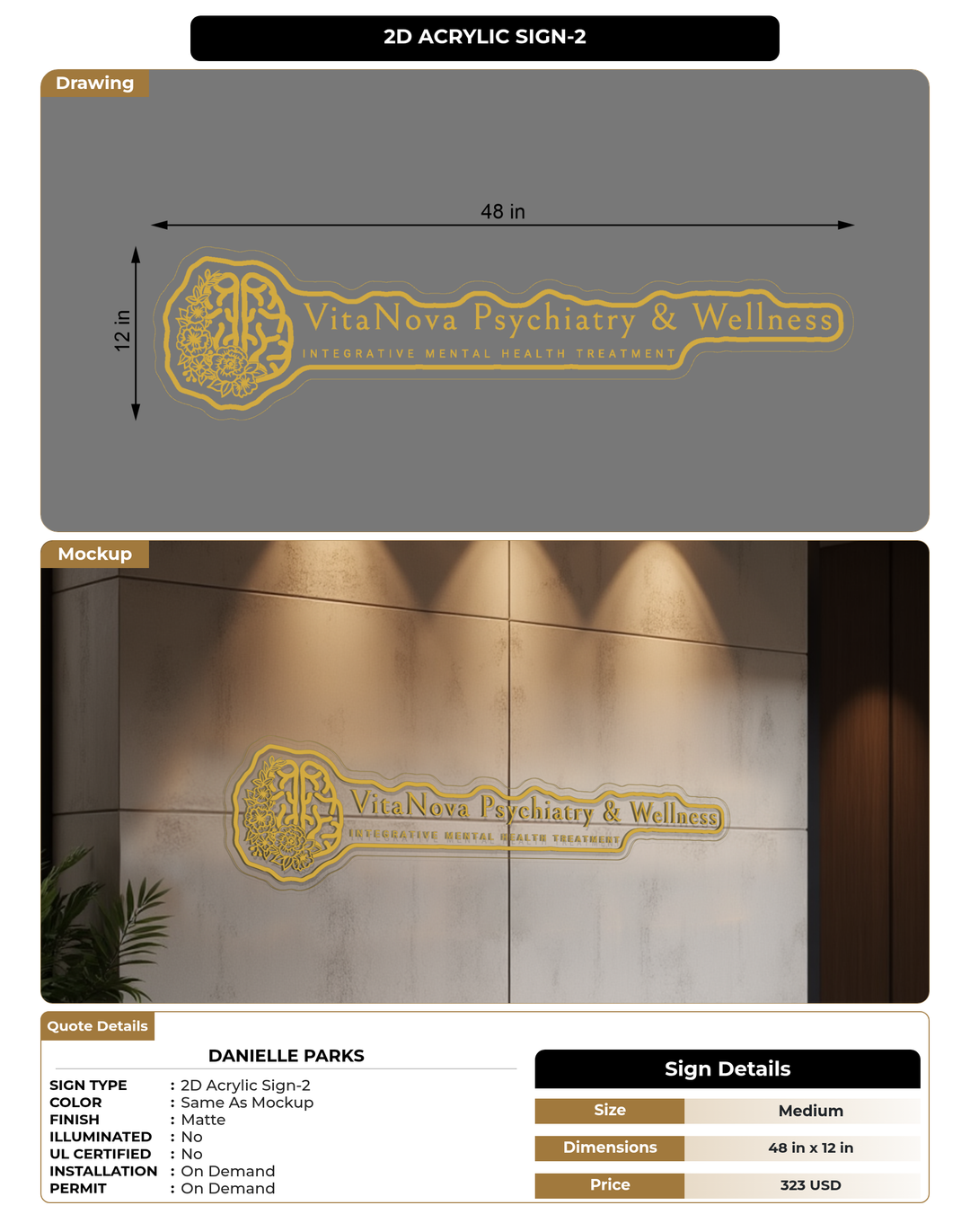 CUSTOM MOCKUP SIGN FOR Danielle Parks