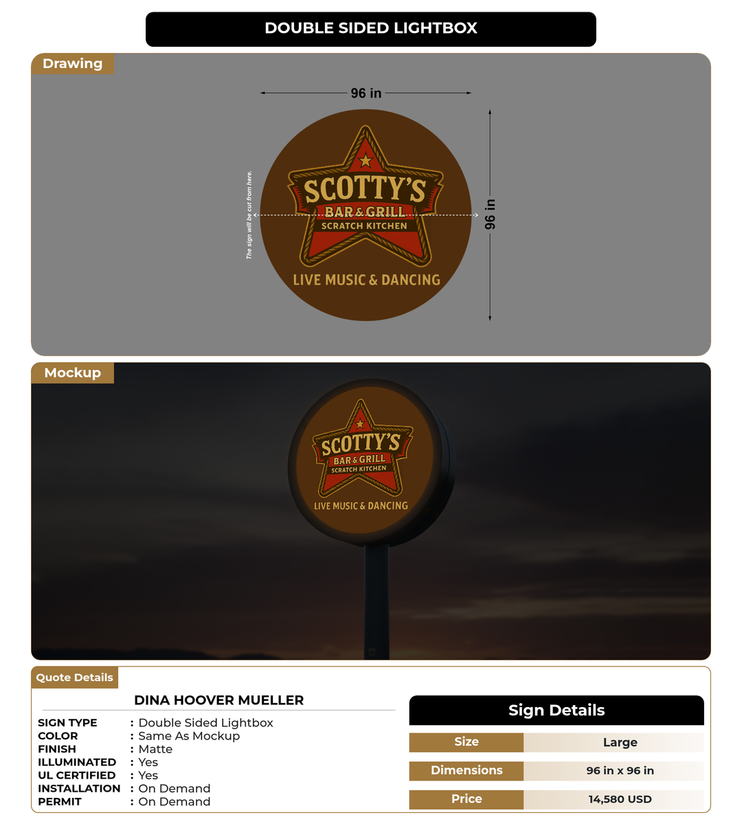 CUSTOM MOCKUP SIGN FOR Dina Hoover Mueller