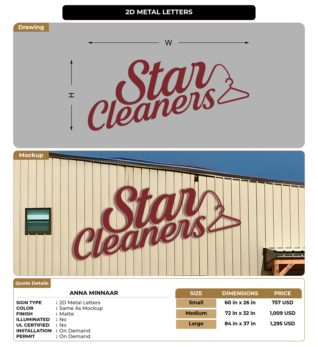 CUSTOM MOCKUP SIGN FOR Anna Minnaar