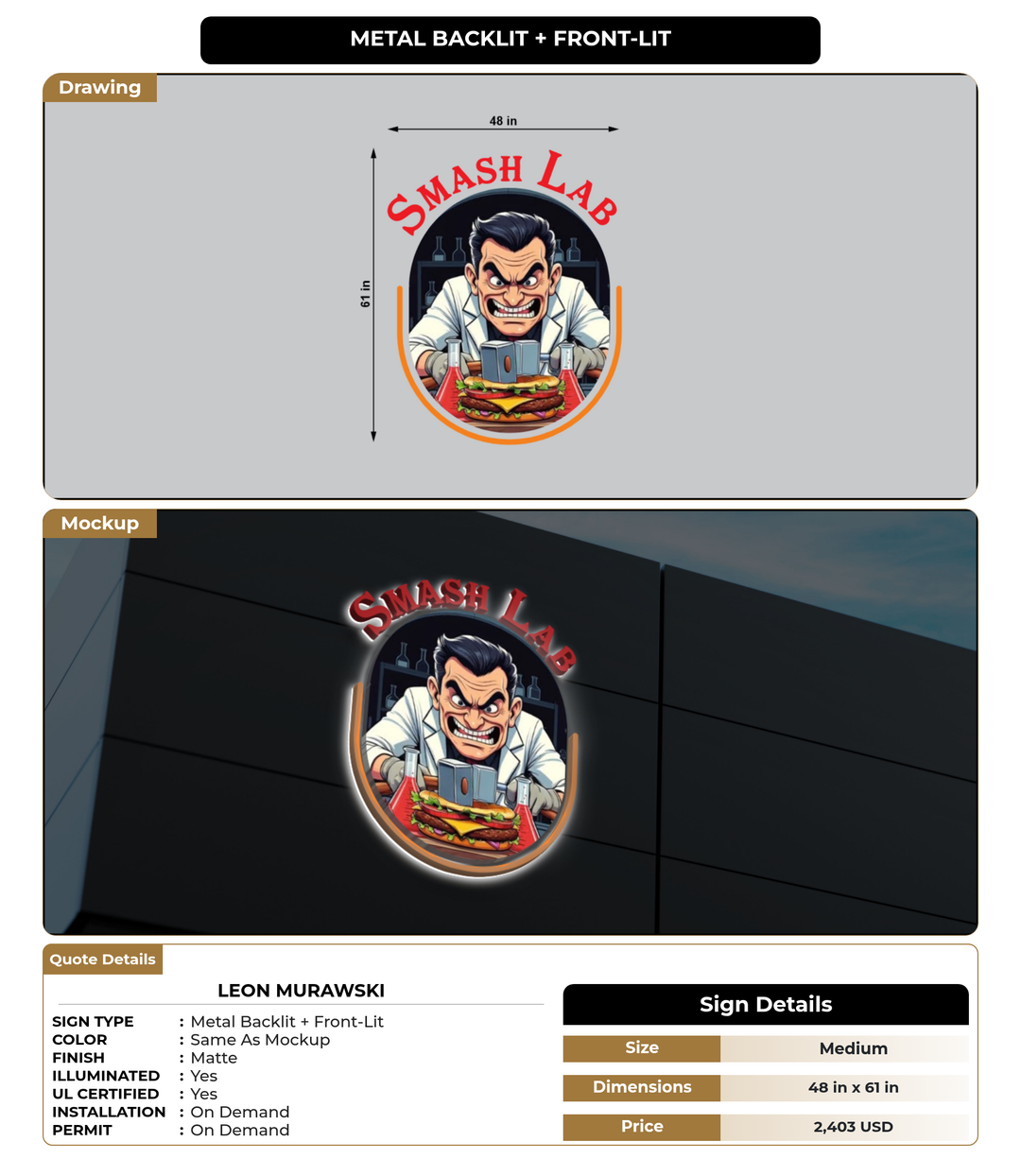 CUSTOM MOCKUP SIGN FOR Leon Murawski