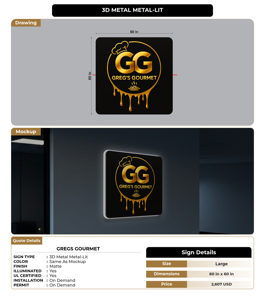 CUSTOM MOCKUP SIGN FOR Gregs Gourmet