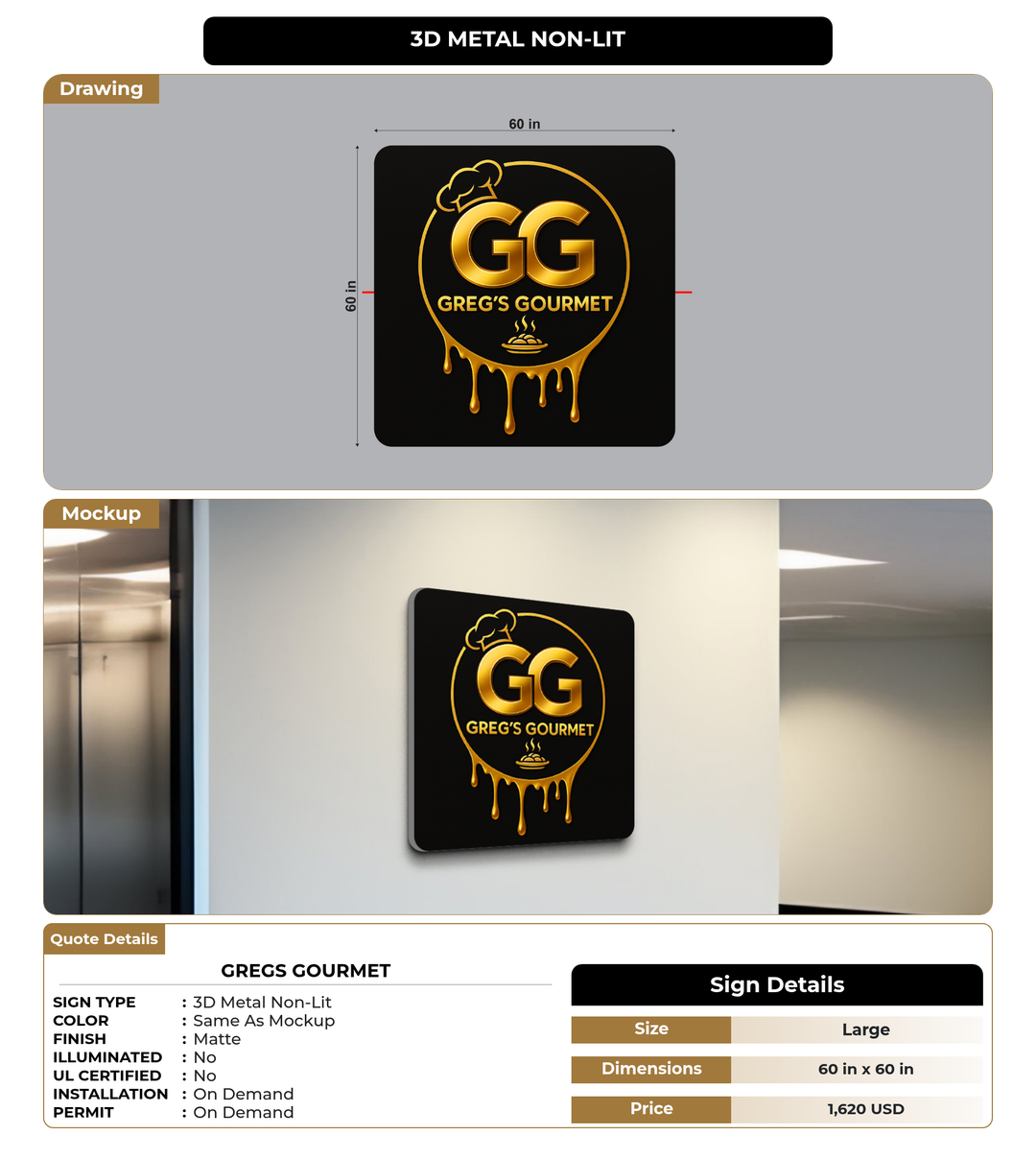CUSTOM MOCKUP SIGN FOR Gregs Gourmet