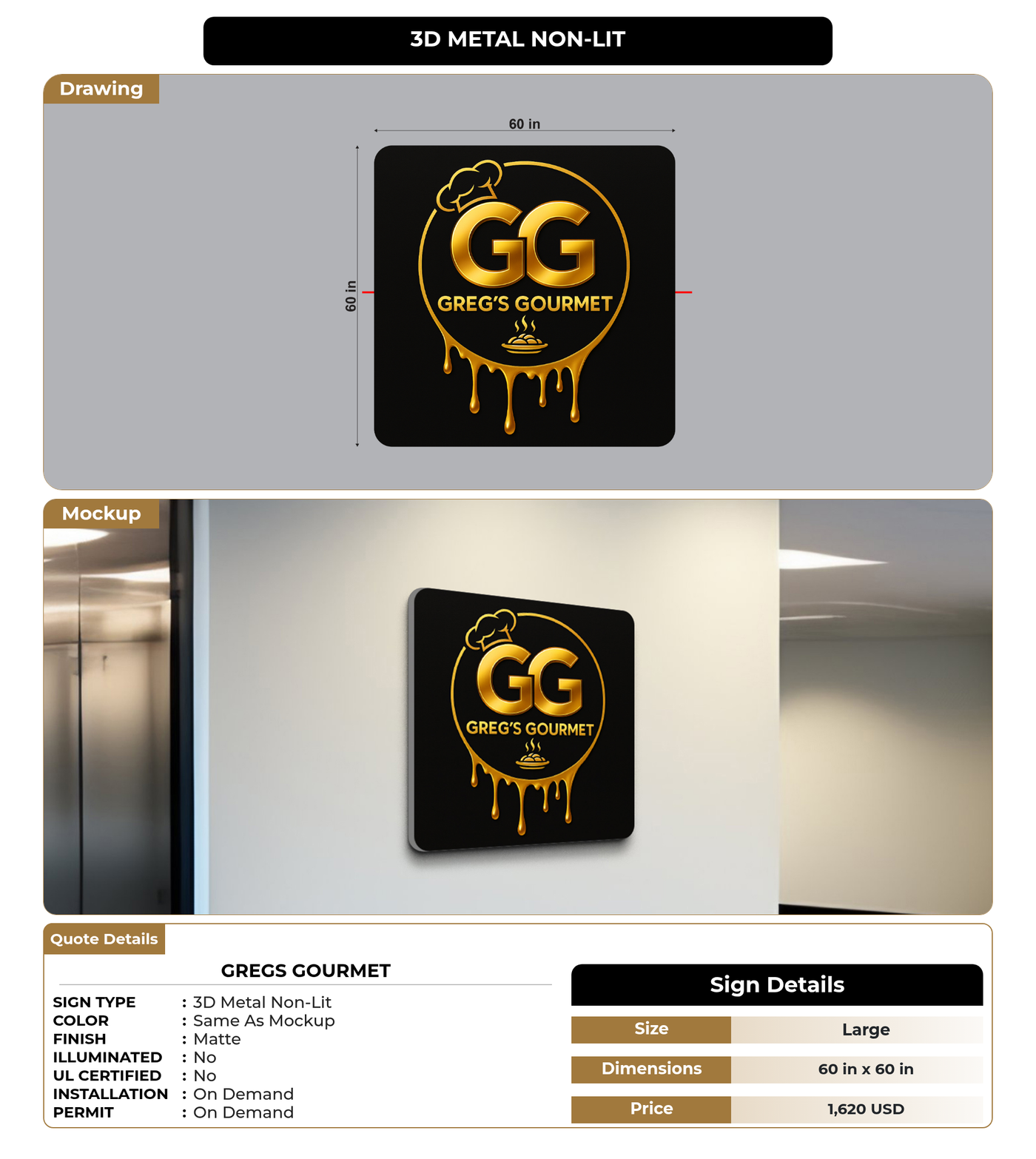 CUSTOM MOCKUP SIGN FOR Gregs Gourmet – Signize