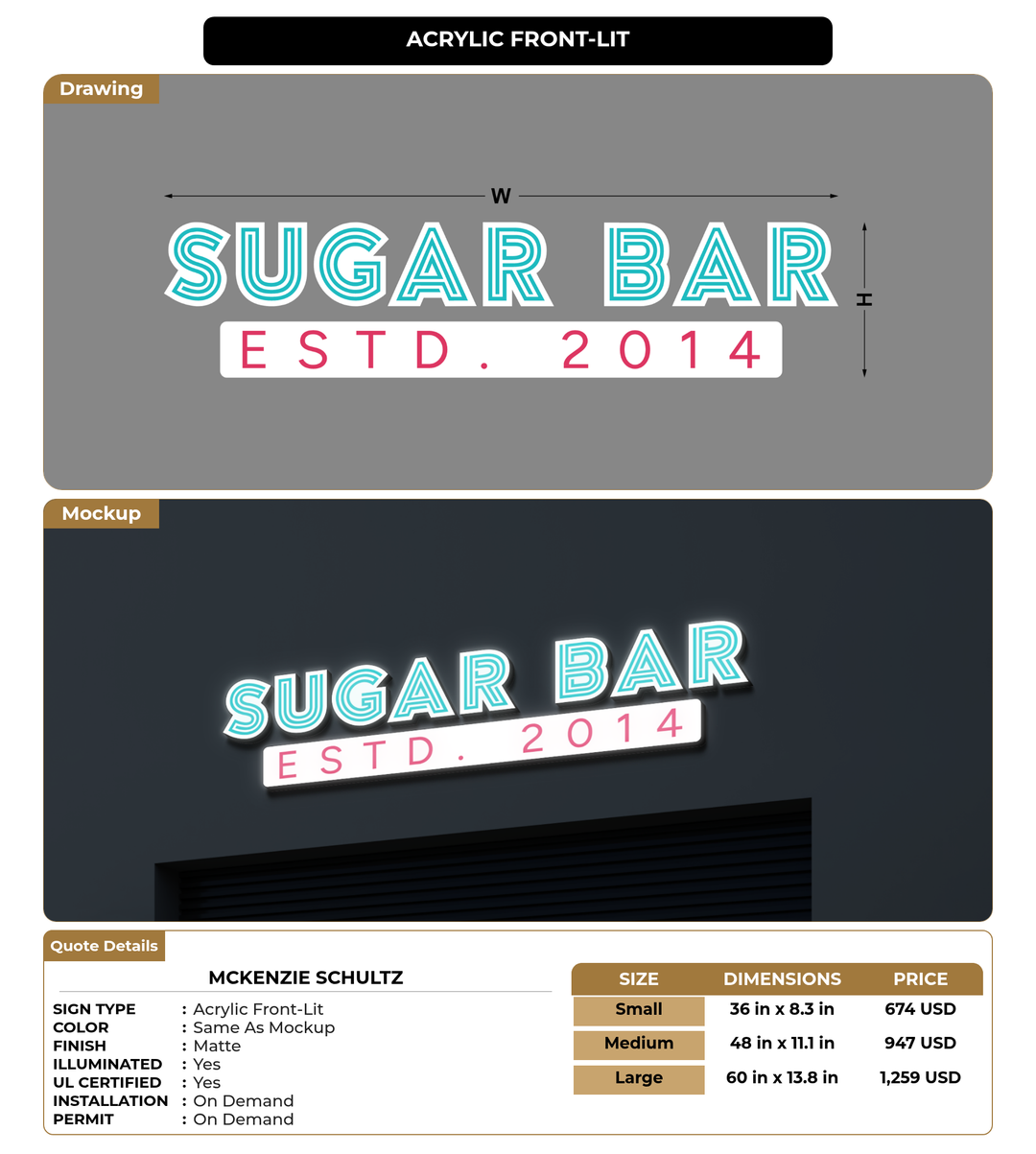 CUSTOM MOCKUP SIGN FOR Mckenzie Schultz