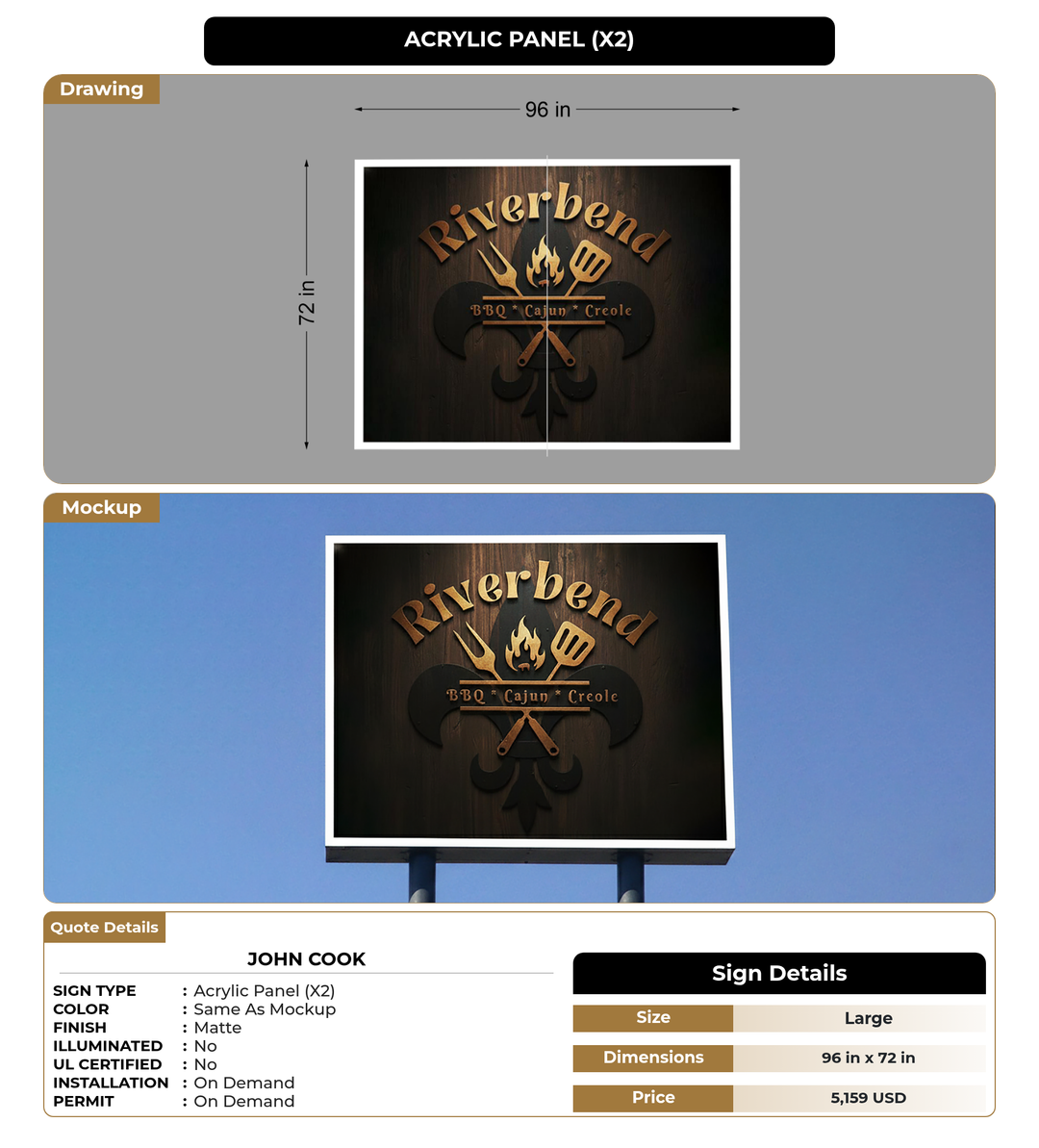 CUSTOM MOCKUP SIGN FOR John Cook