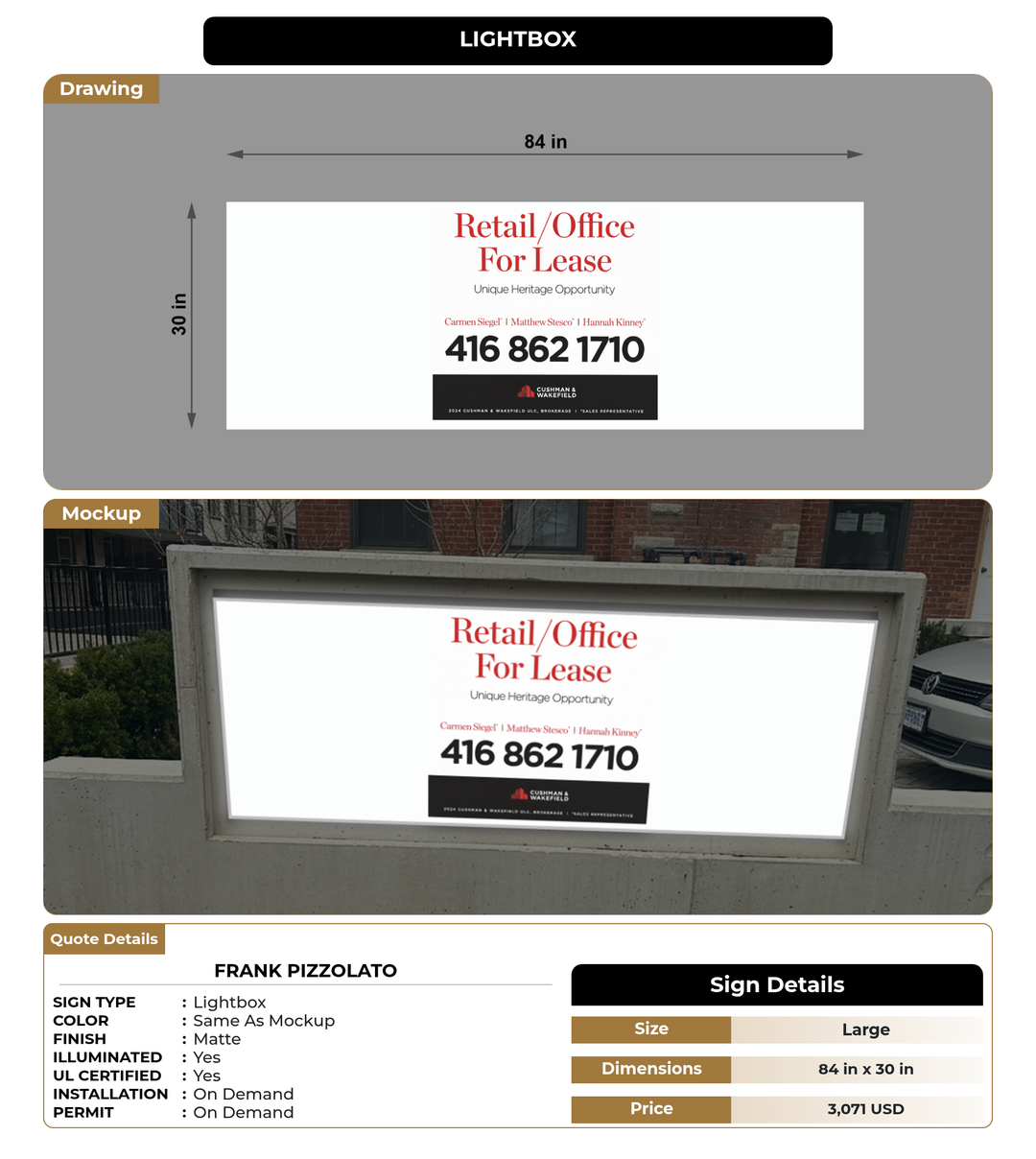 CUSTOM MOCKUP SIGN FOR Frank Pizzolato