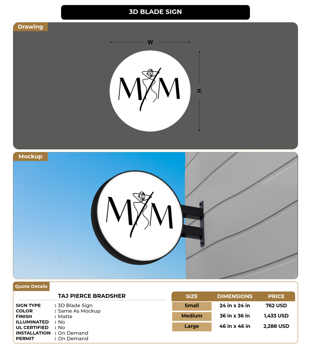 CUSTOM MOCKUP SIGN FOR Taj Pierce Bradsher