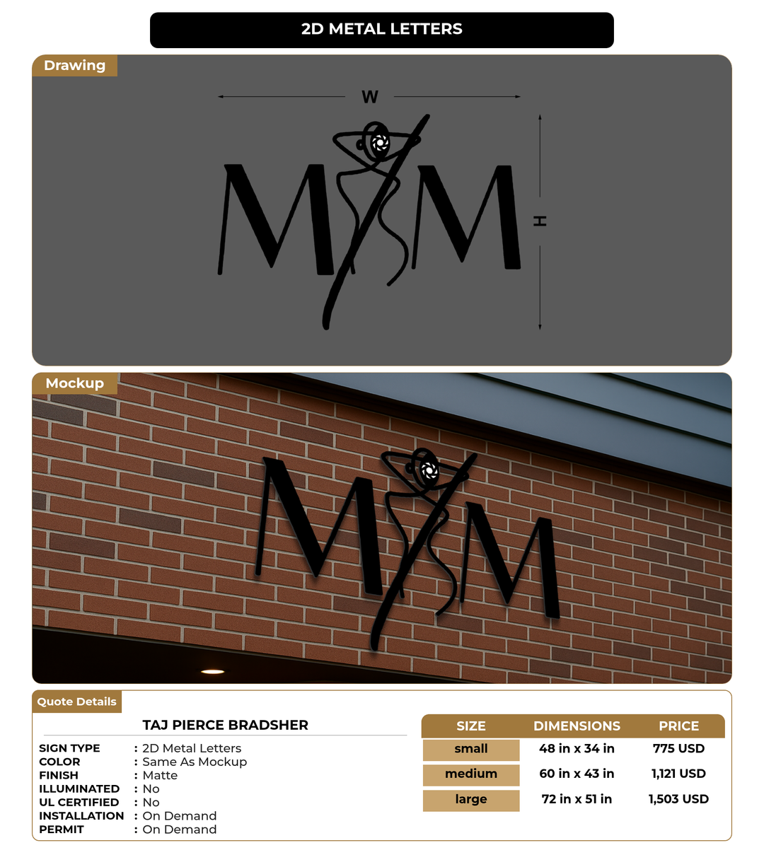 CUSTOM MOCKUP SIGN FOR Taj Pierce Bradsher