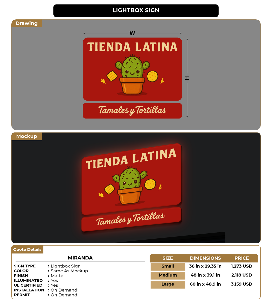 CUSTOM MOCKUP SIGN FOR Miranda