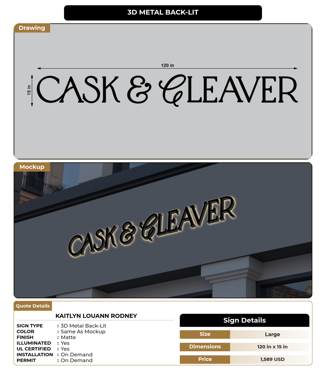 CUSTOM MOCKUP SIGN FOR Kaitlyn Louann Rodney