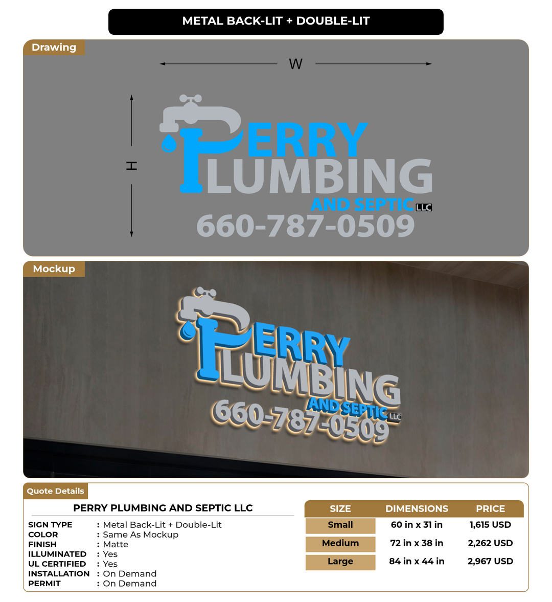 CUSTOM MOCKUP SIGN FOR Perry plumbing and septic llc