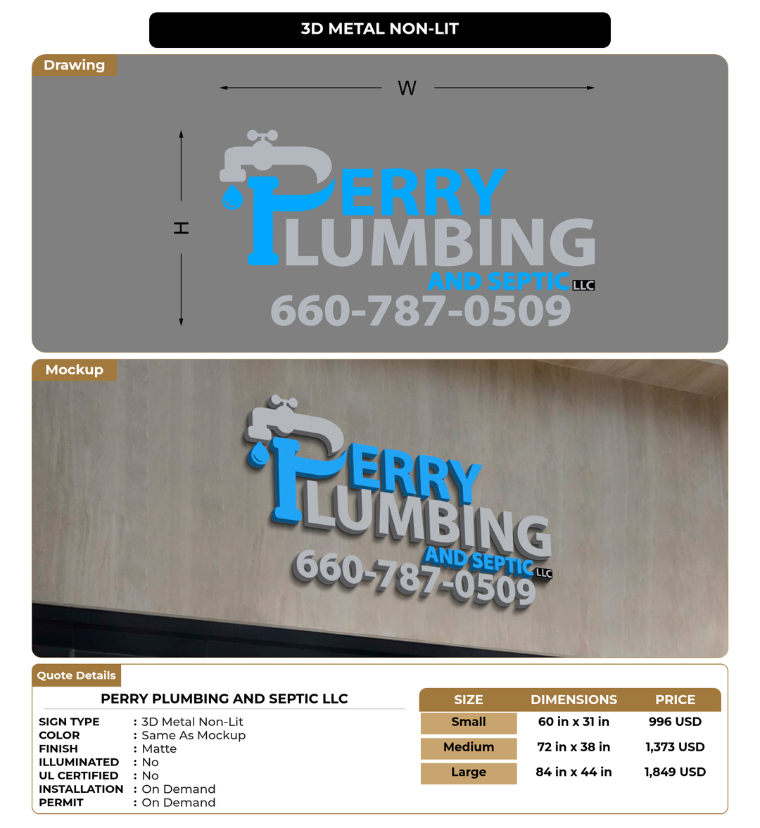 CUSTOM MOCKUP SIGN FOR Perry plumbing and septic llc