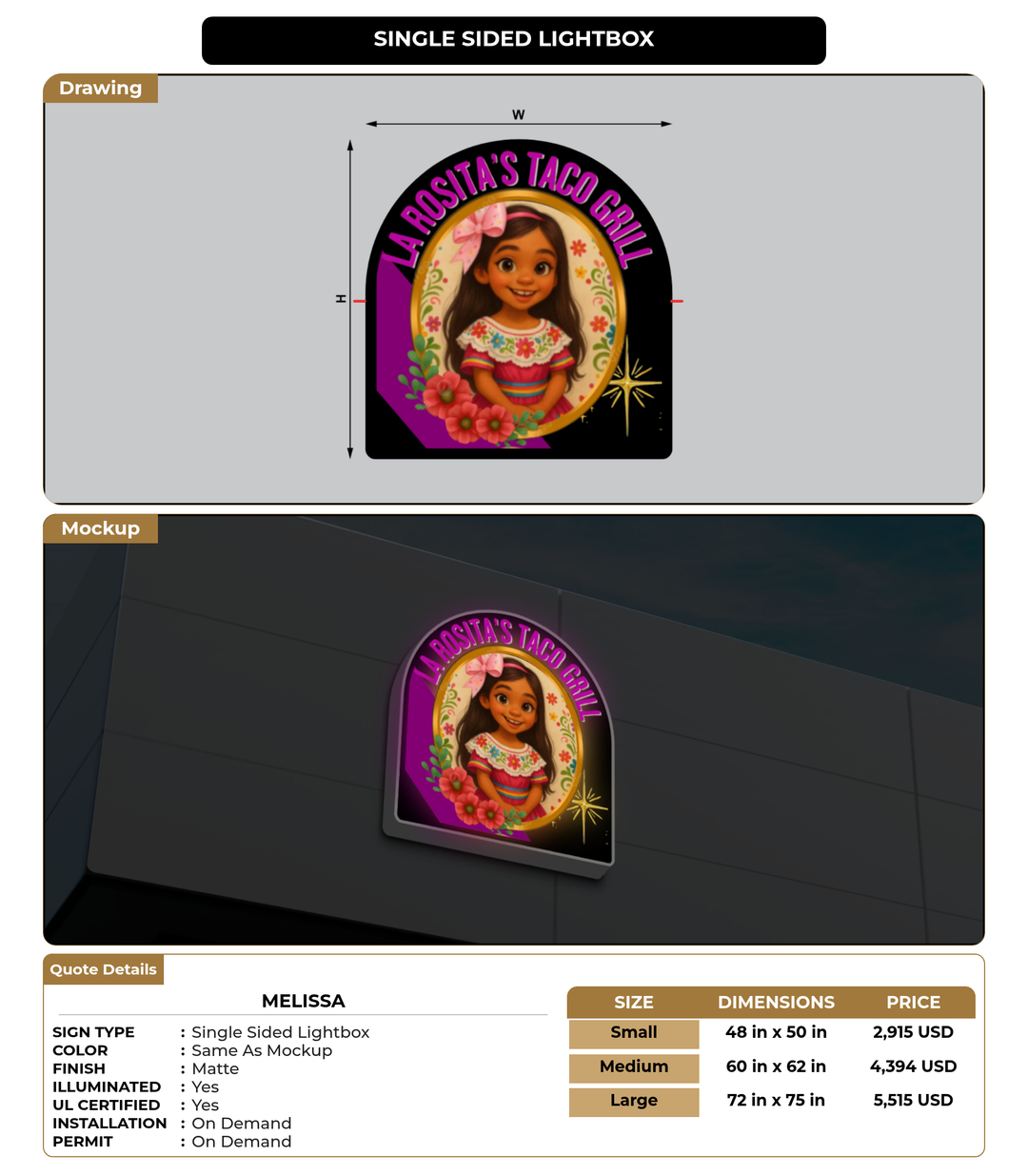CUSTOM MOCKUP SIGN FOR Melissa