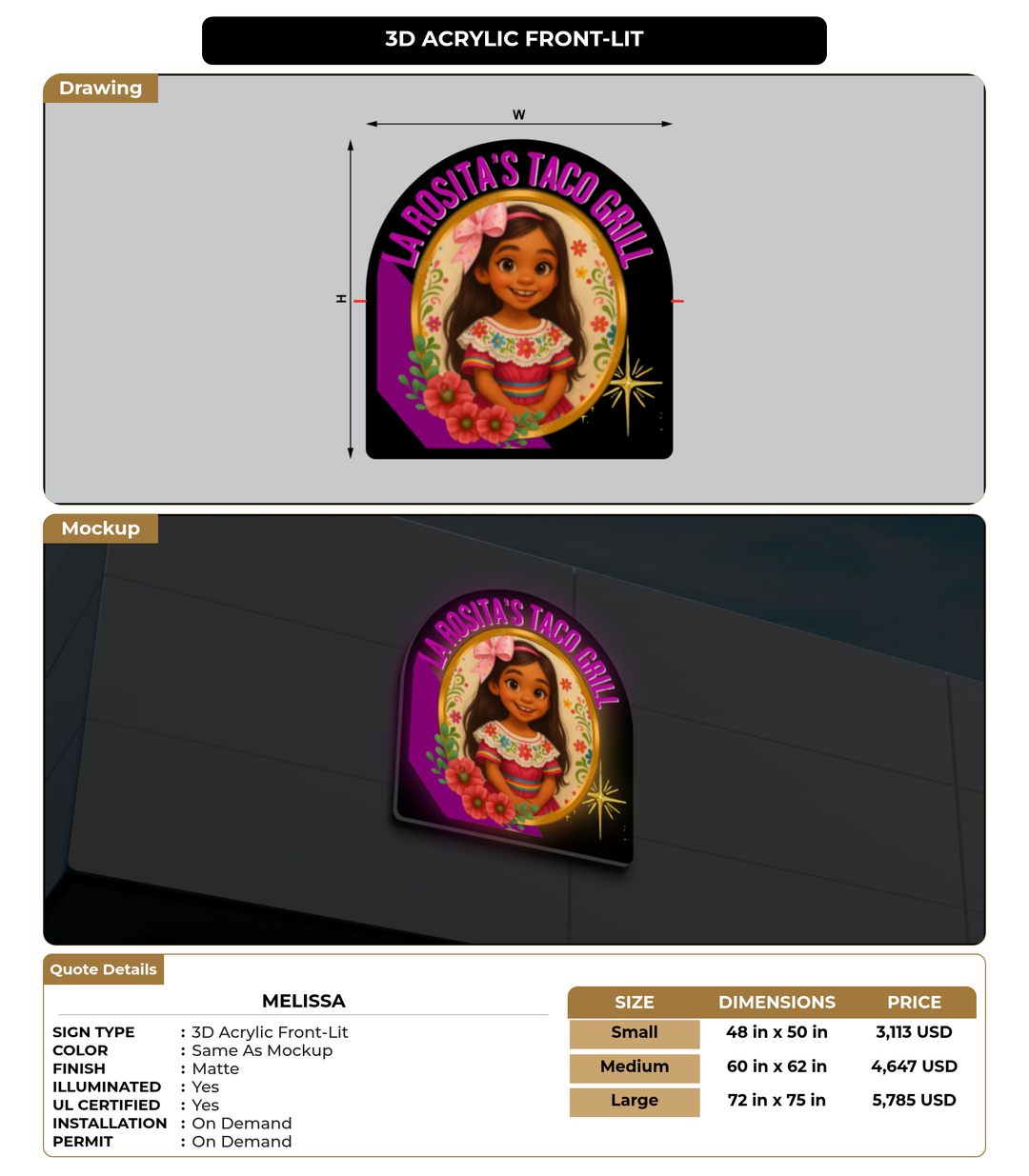 CUSTOM MOCKUP SIGN FOR Melissa