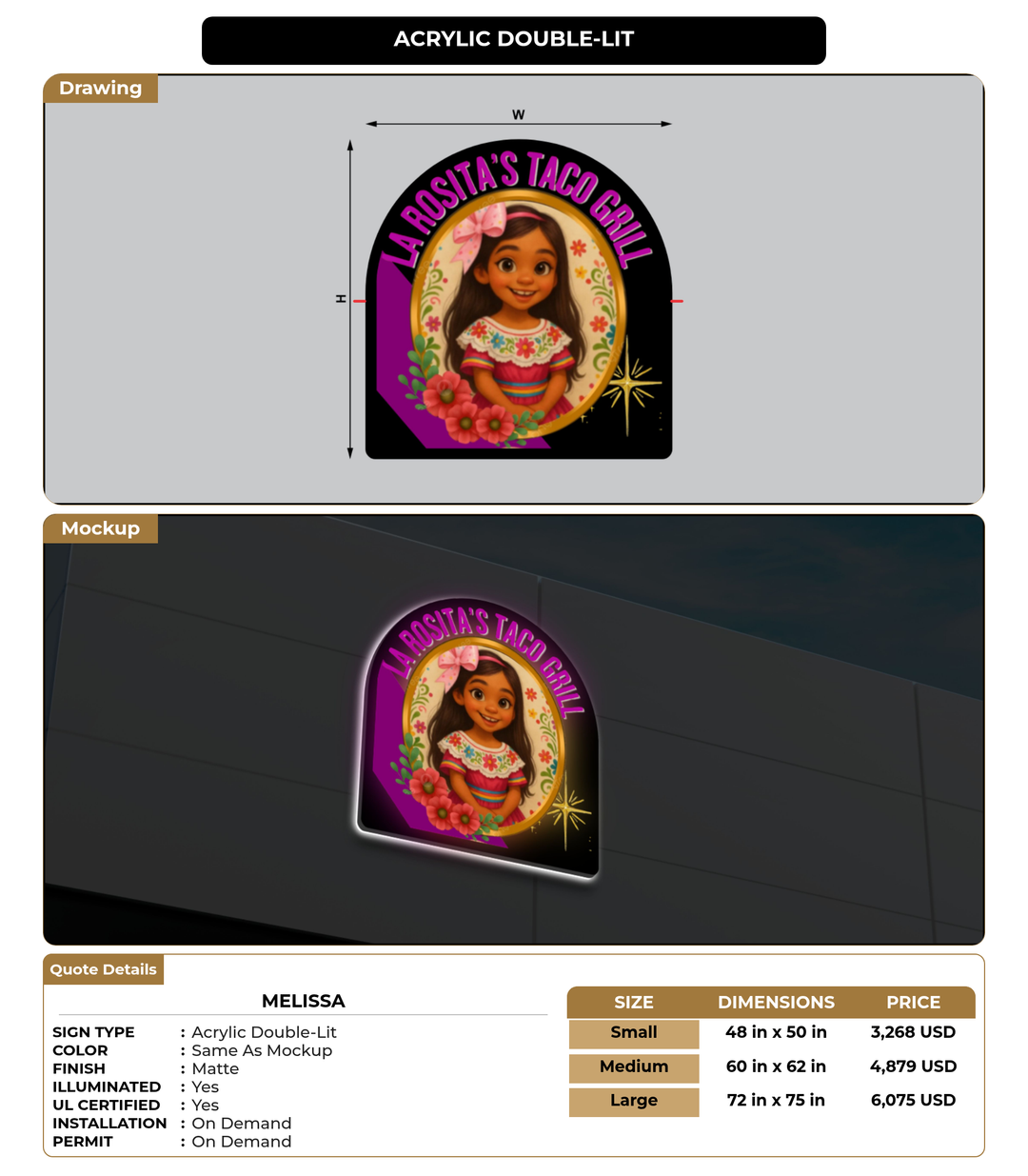 CUSTOM MOCKUP SIGN FOR Melissa