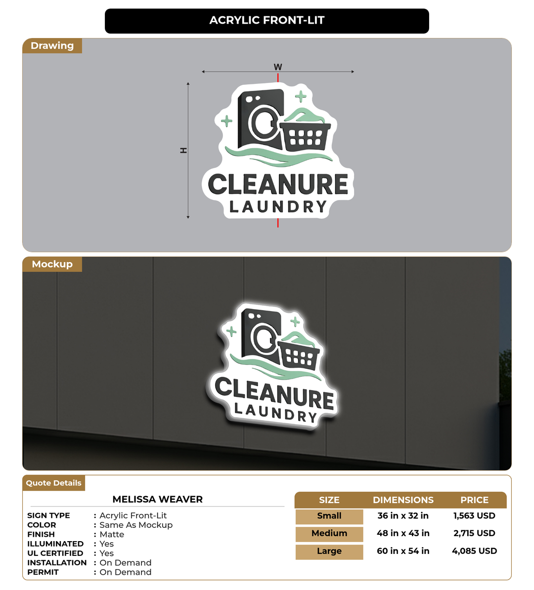 CUSTOM MOCKUP SIGN FOR Melissa Weaver
