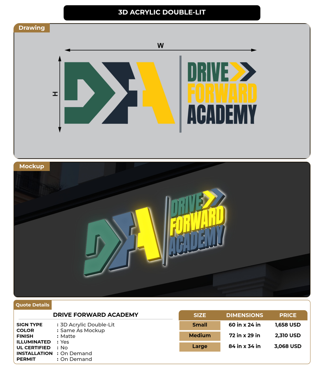 CUSTOM MOCKUP SIGN FOR Drive Forward academy