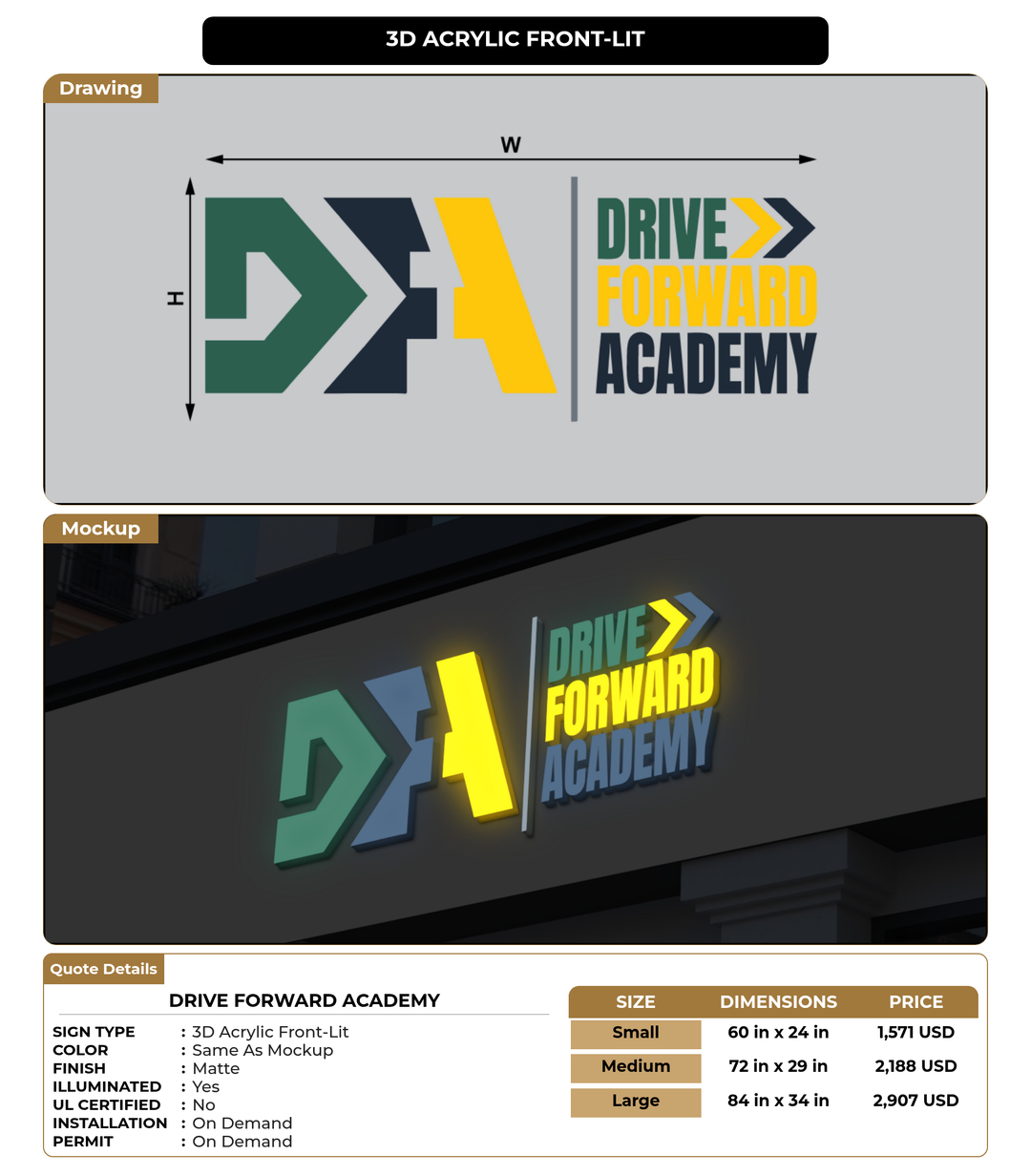 CUSTOM MOCKUP SIGN FOR Drive Forward academy