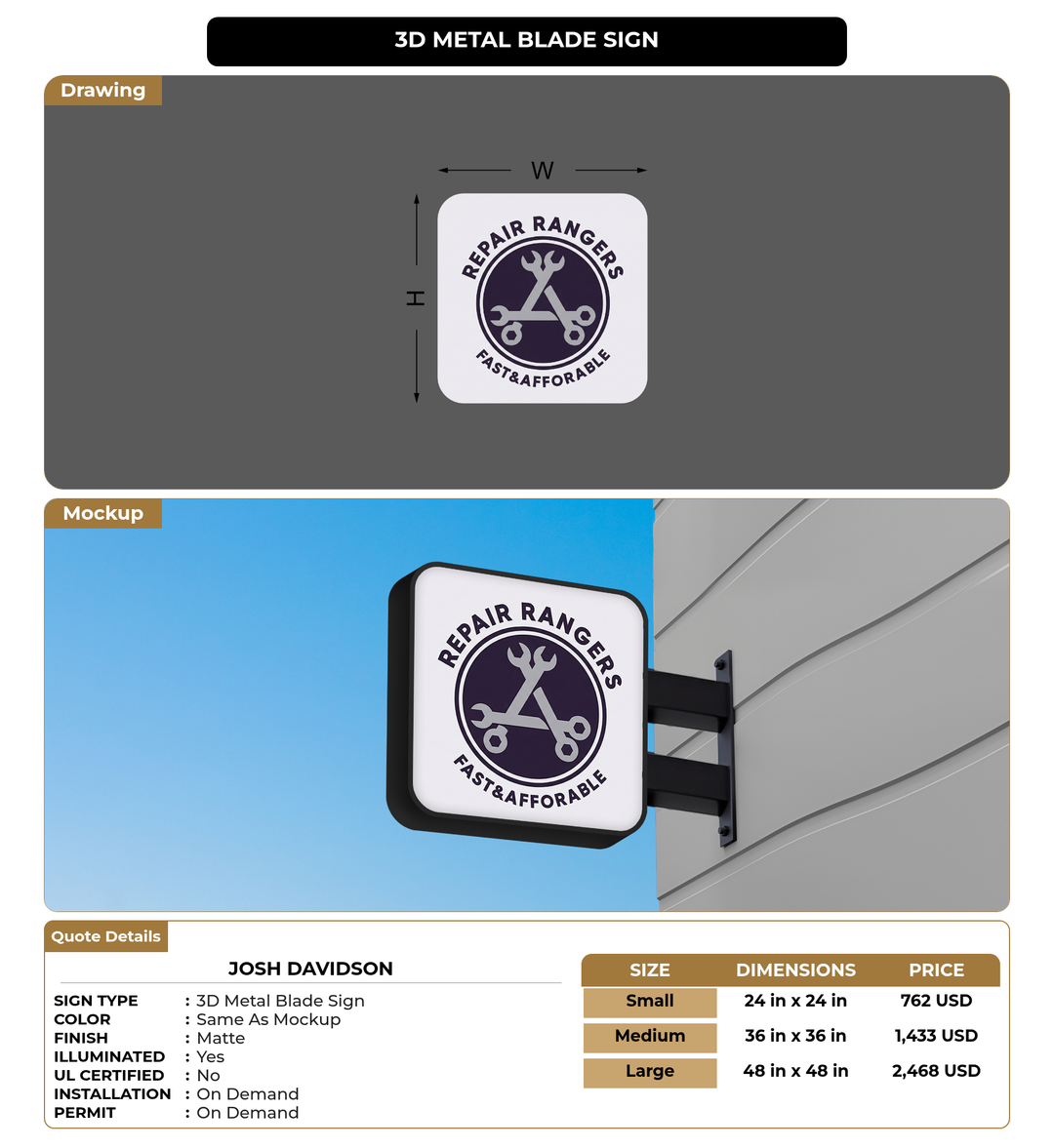 CUSTOM MOCKUP SIGN FOR Josh Davidson