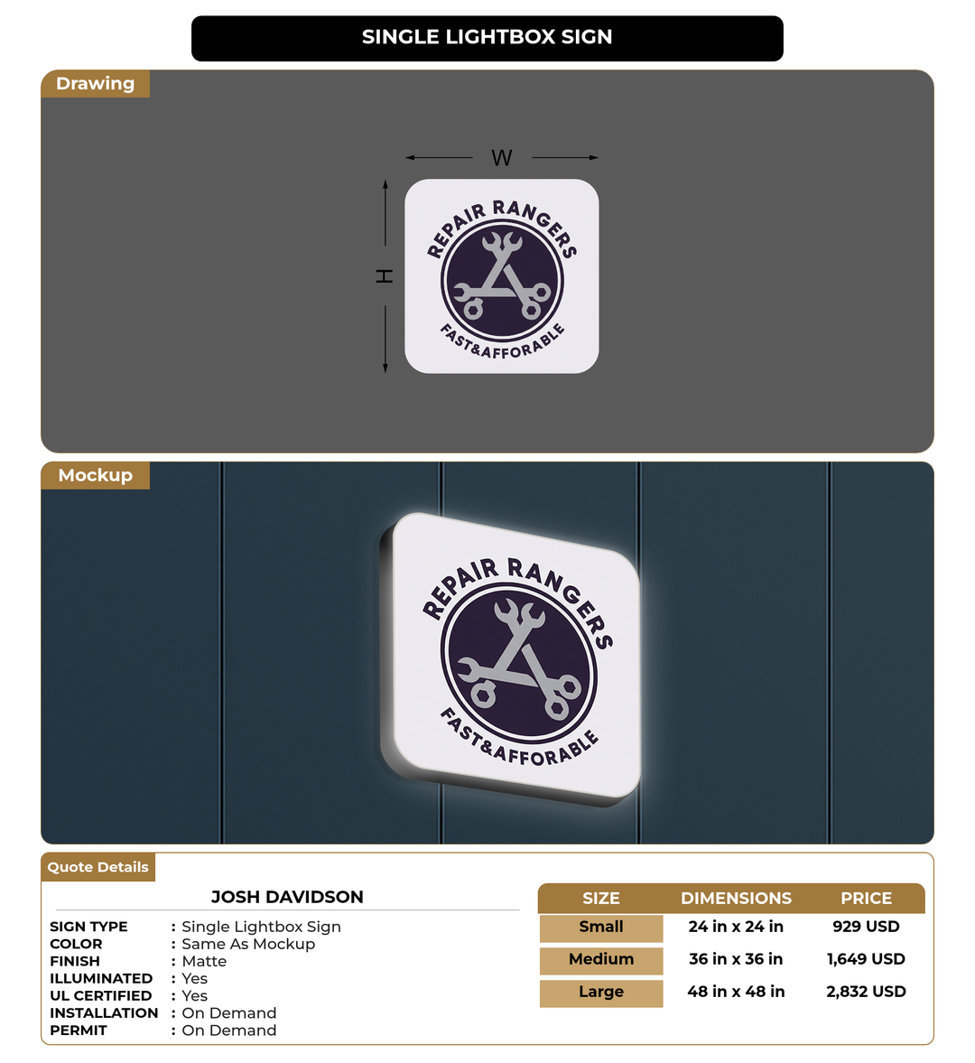 CUSTOM MOCKUP SIGN FOR Josh Davidson