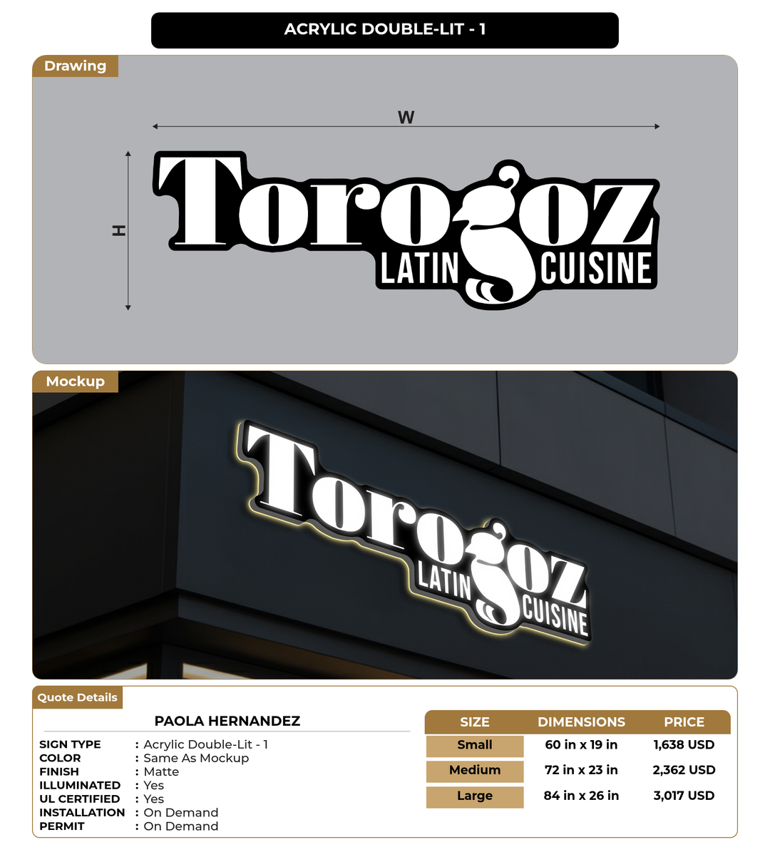 CUSTOM MOCKUP SIGN FOR Paola Hernandez