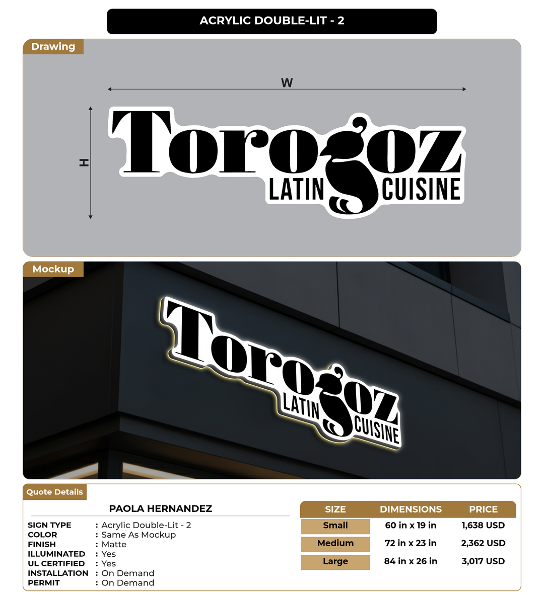 CUSTOM MOCKUP SIGN FOR Paola Hernandez