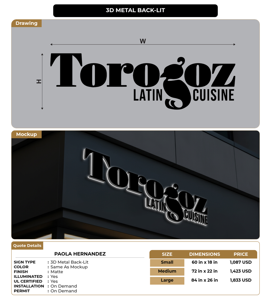 CUSTOM MOCKUP SIGN FOR Paola Hernandez