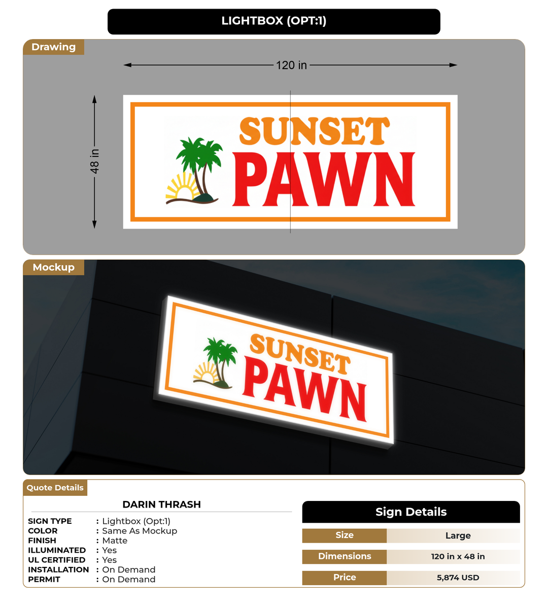 CUSTOM MOCKUP SIGN FOR Darin thrash