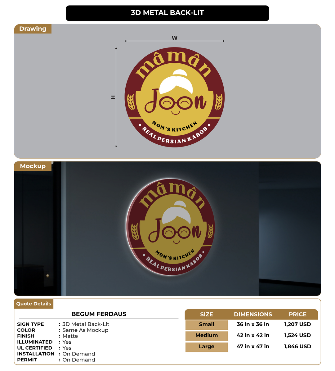 CUSTOM MOCKUP SIGN FOR Begum Ferdaus