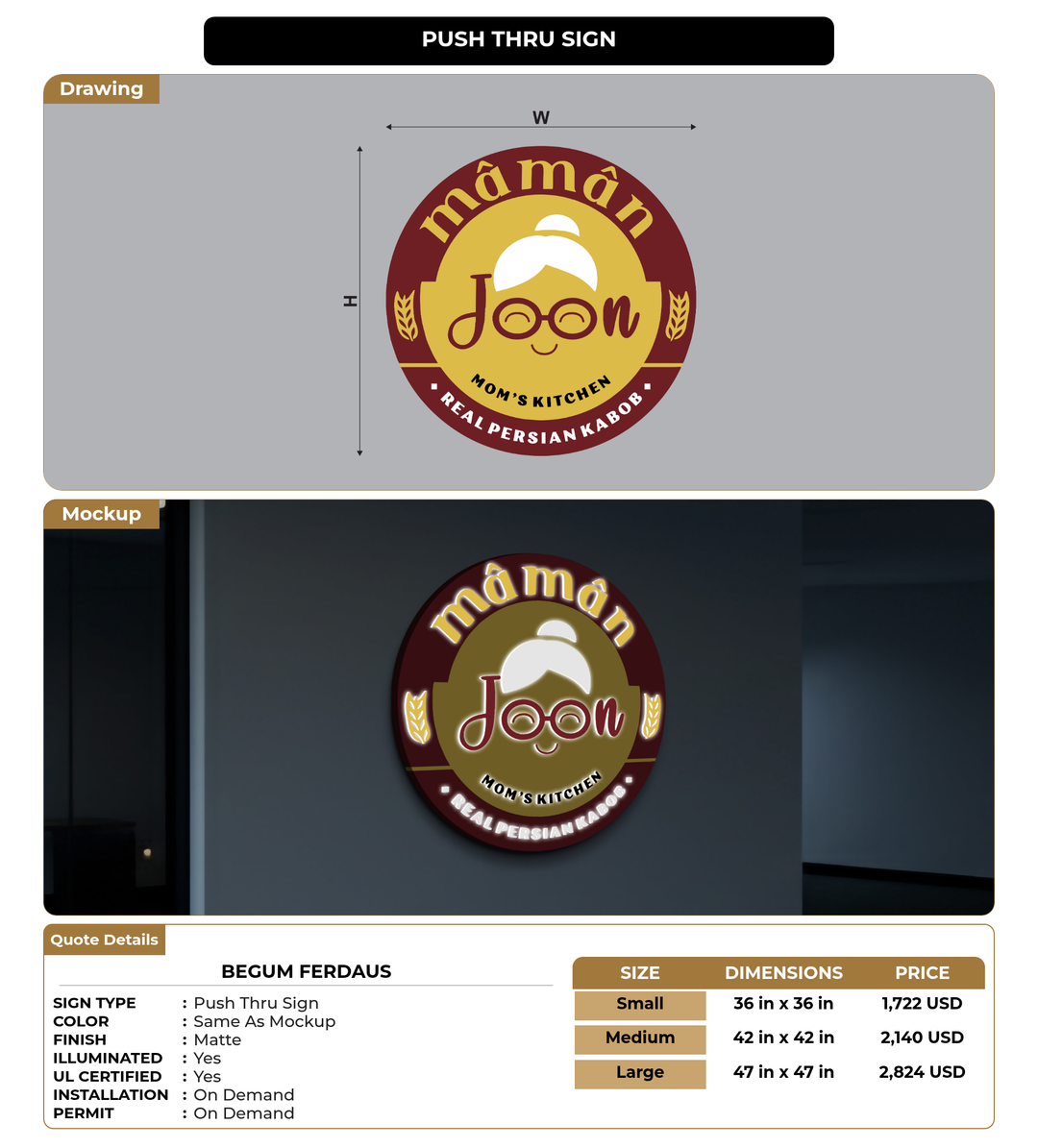 CUSTOM MOCKUP SIGN FOR Begum Ferdaus
