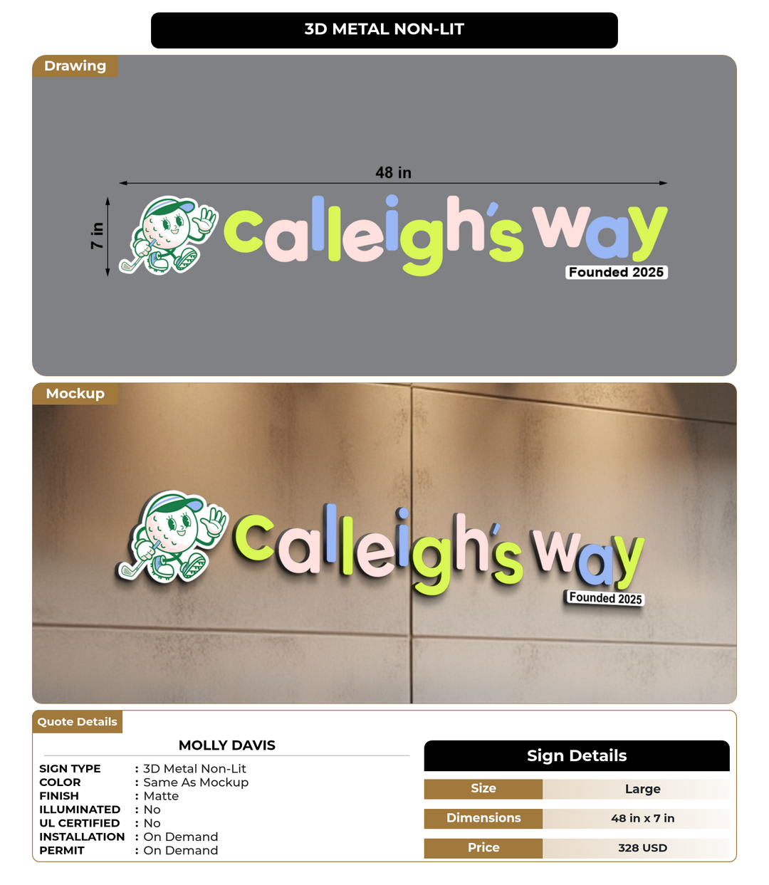 CUSTOM MOCKUP SIGN FOR Molly Davis