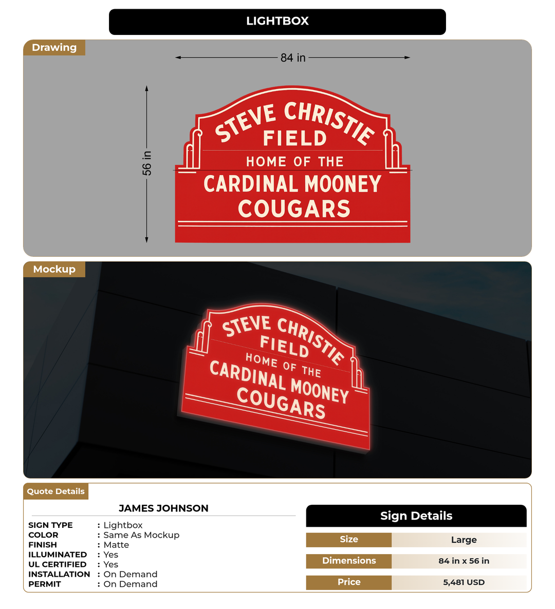 CUSTOM MOCKUP SIGN FOR james johnson