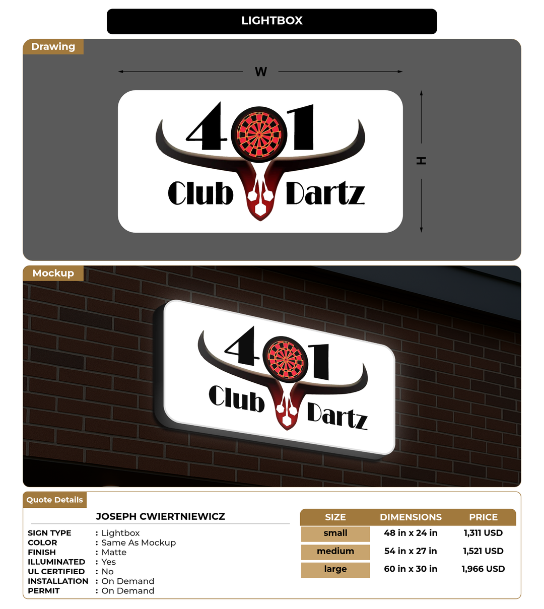 CUSTOM MOCKUP SIGN FOR Joseph Cwiertniewicz