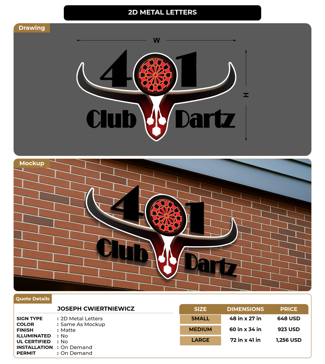 CUSTOM MOCKUP SIGN FOR Joseph Cwiertniewicz
