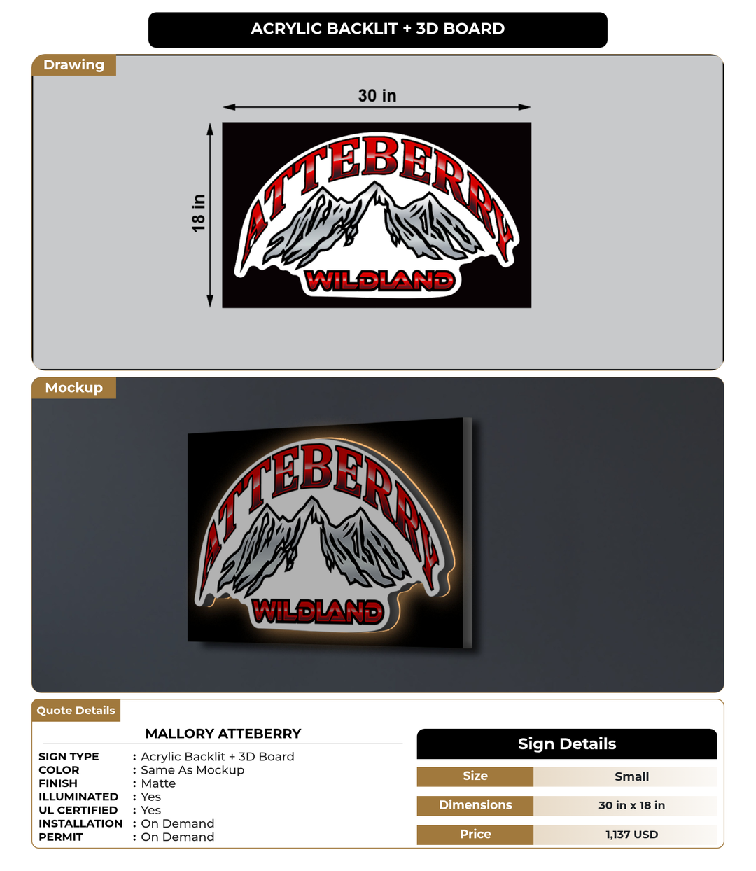 CUSTOM MOCKUP SIGN FOR Mallory Atteberry