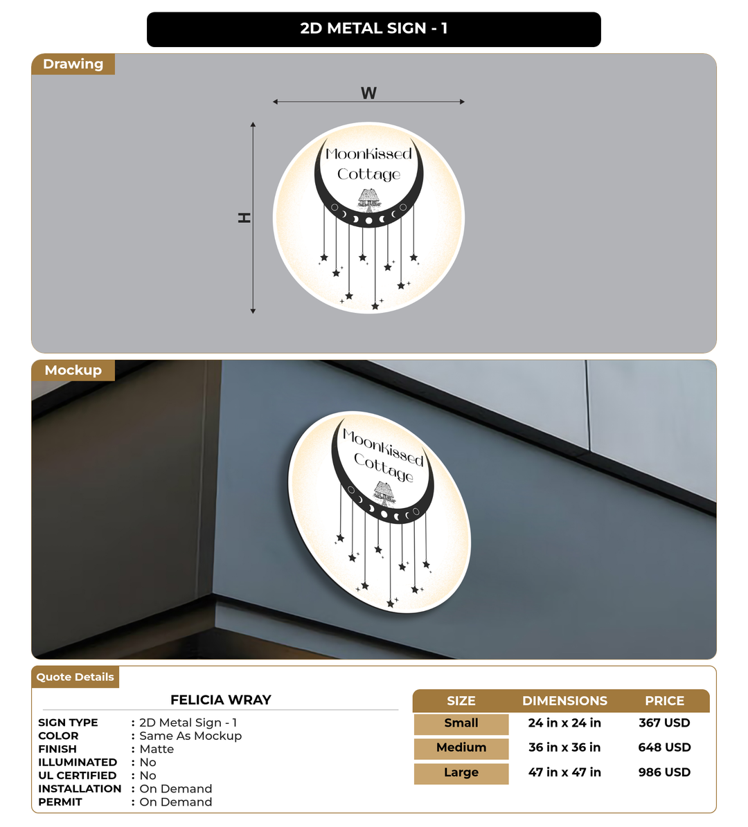 CUSTOM MOCKUP SIGN FOR Felicia Wray