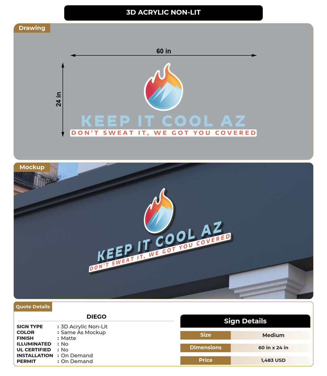 CUSTOM MOCKUP SIGN FOR Diego