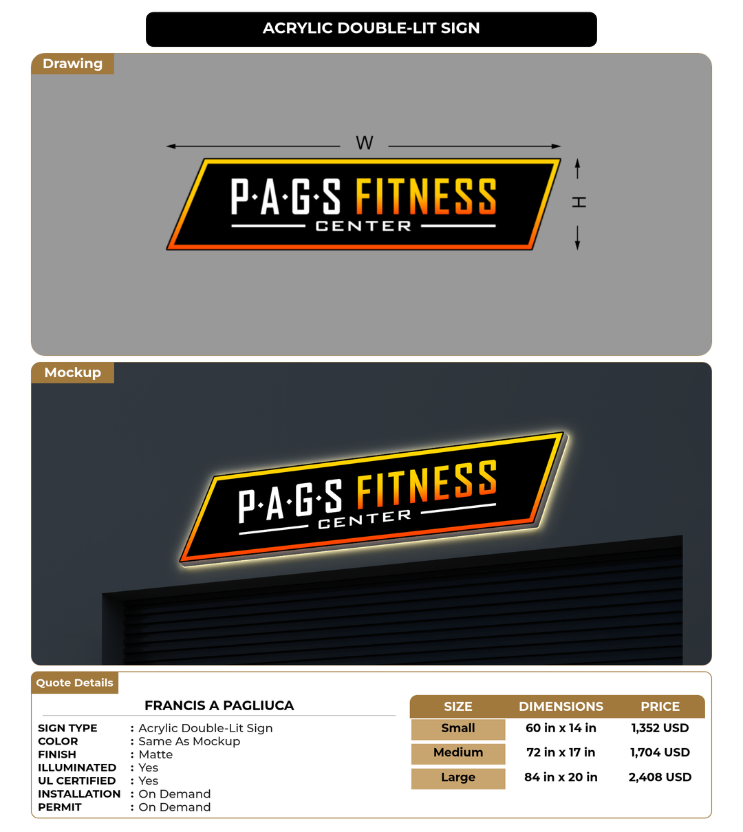 CUSTOM MOCKUP SIGN FOR Francis A Pagliuca