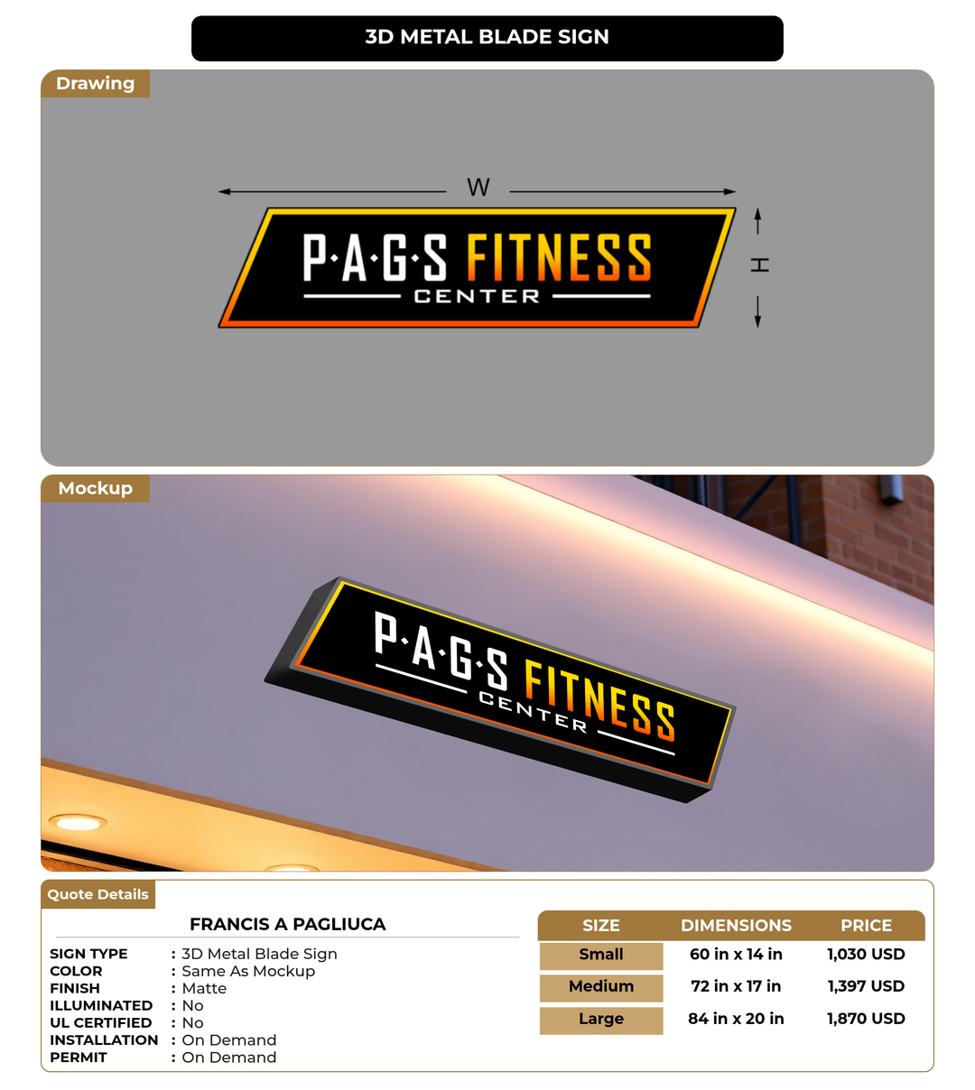 CUSTOM MOCKUP SIGN FOR Francis A Pagliuca